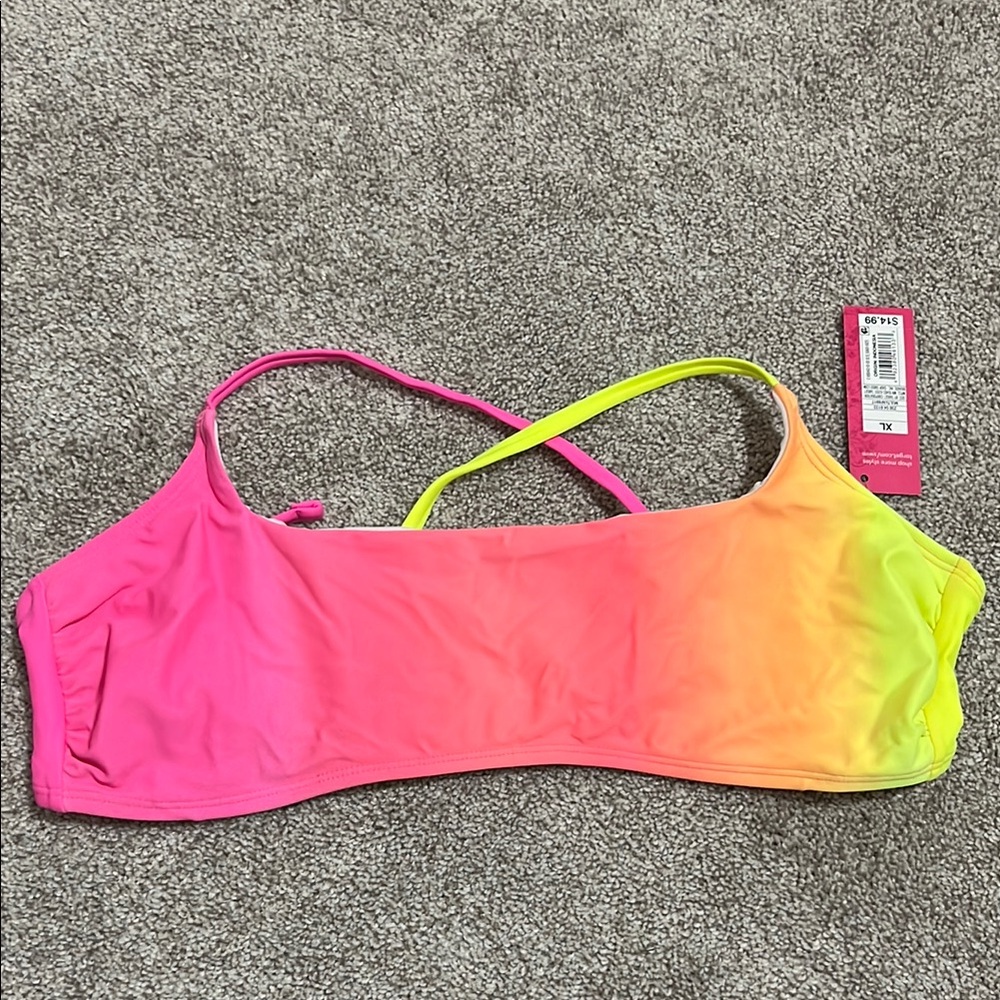 Vibrant Pink and Yellow Bikini Top